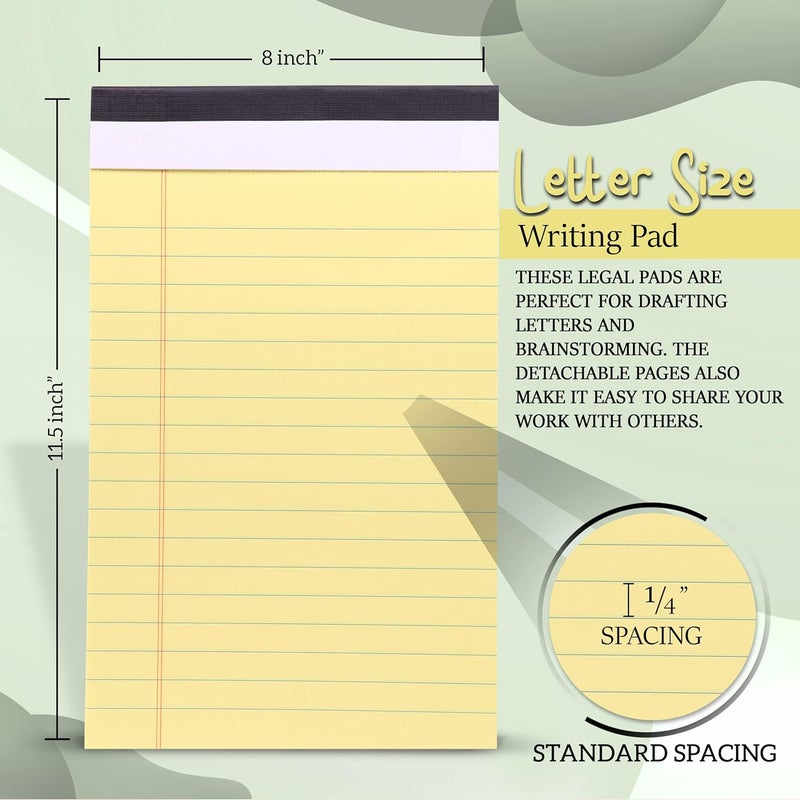 Emraw Jr. Legal pad, Small Note Pads Legal Ruled Writing Pad. Perforated Edge. 5" X 8" Canary Yellow, Universal, 50 sheets per Pad (Pack of 12) - Image 5