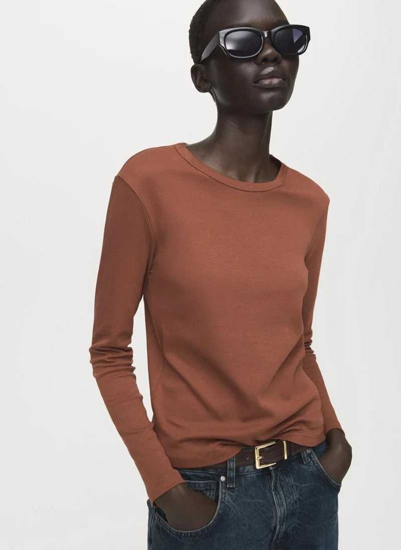 MANGO Long sleeve cotton t-shirt