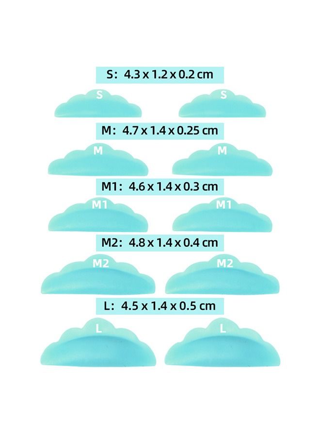 30 Pcs Eyelash Perming Pads, Reusable Eyelash Perm Silicone Pads, 5 Sizes Eyelash Lift Rods Makeup Beauty Tool for Different Length Eyelashes Lifting (Blue+Green) - Image 2