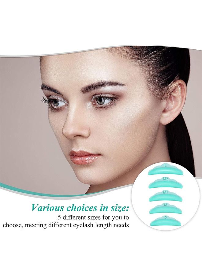30 Pcs Eyelash Perming Pads, Reusable Eyelash Perm Silicone Pads, 5 Sizes Eyelash Lift Rods Makeup Beauty Tool for Different Length Eyelashes Lifting (Blue+Green) - Image 3