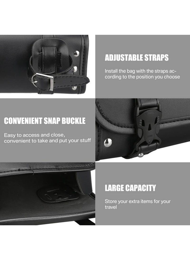 1PCS Motorcycle Bag Saddlebags PU Leather Front Fork Tail Tool Bag Luggage For Harley Chopper Bobber Cruiser Sportster XL 883 1200 - Image 3