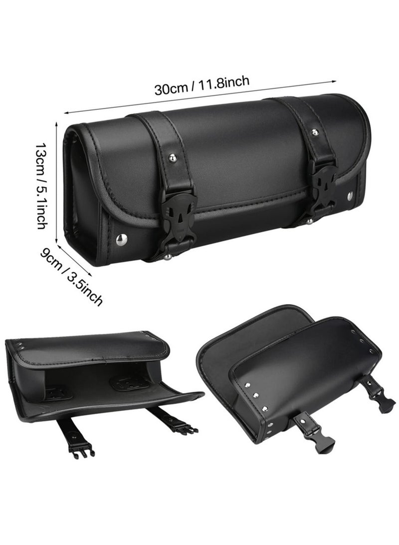 1PCS Motorcycle Bag Saddlebags PU Leather Front Fork Tail Tool Bag Luggage For Harley Chopper Bobber Cruiser Sportster XL 883 1200 - Image 5