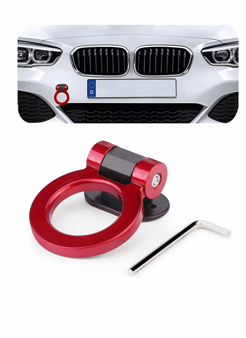Y&D - Tow Hook Kit Universal Red Ring Shaped Car Hook Track Racing Style Aesthetic Decoration Compatible With Any Car/SUV/Truck (Not Functional Decorative Purpose ONLY) - Image 1