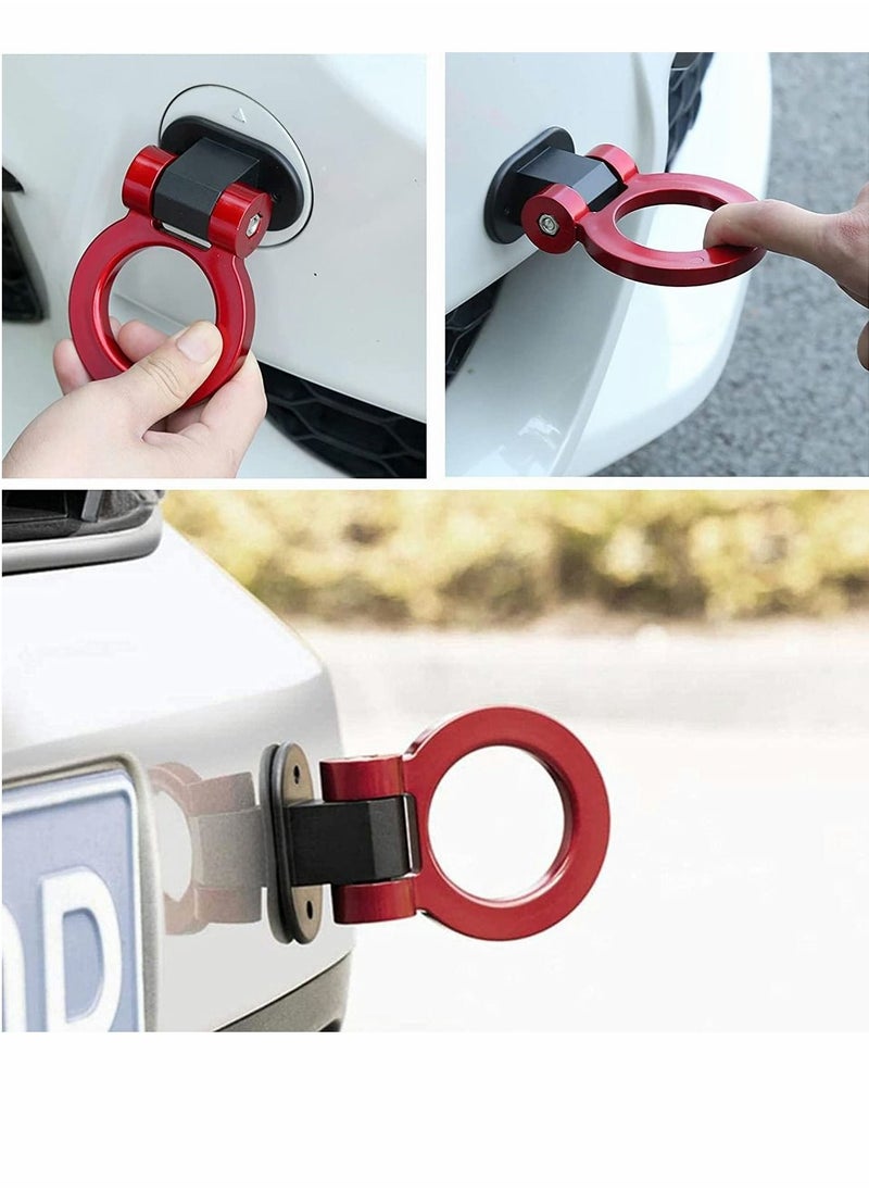 Y&D - Tow Hook Kit Universal Red Ring Shaped Car Hook Track Racing Style Aesthetic Decoration Compatible With Any Car/SUV/Truck (Not Functional Decorative Purpose ONLY) - Image 1