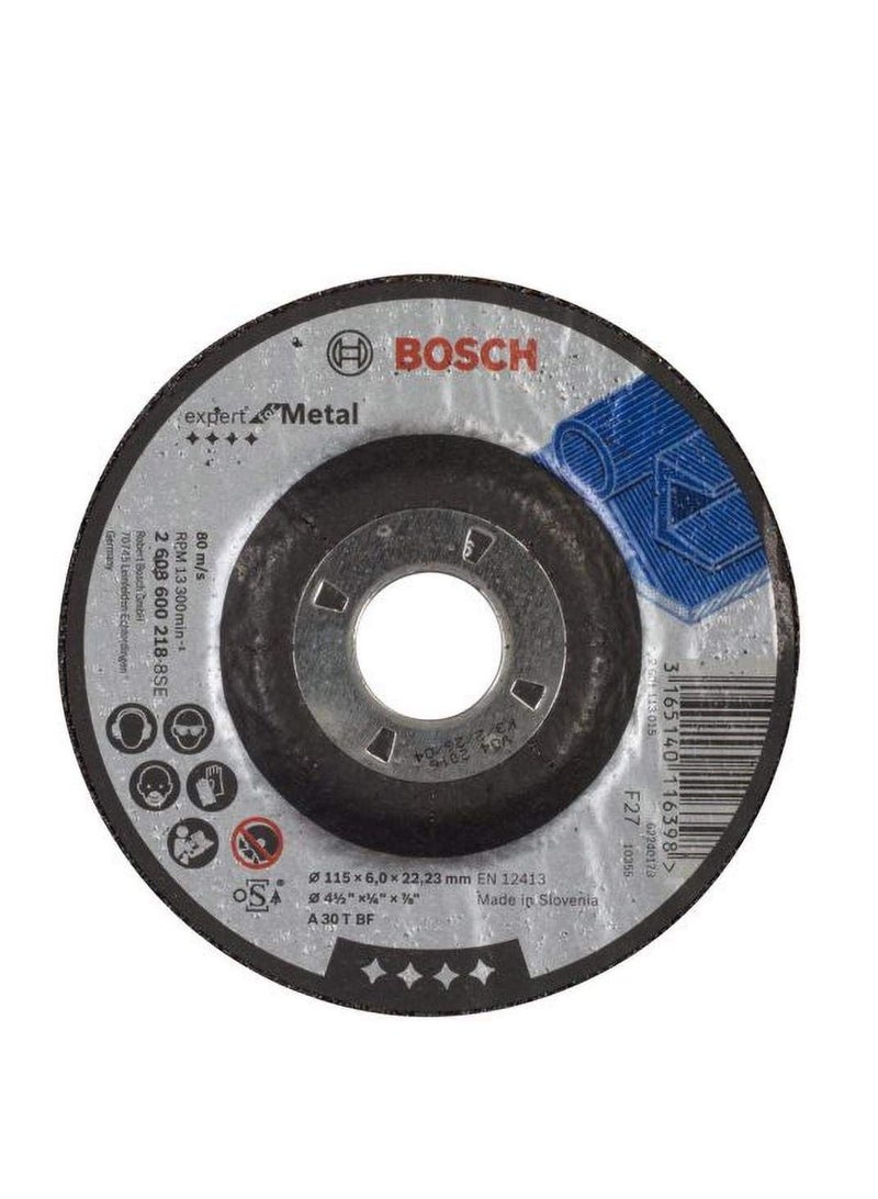 BOSCH Grinding Disc With Depressed Centre Expert For Metal A 30 T Bf 115 Mm 6 0 mm  - Image 1