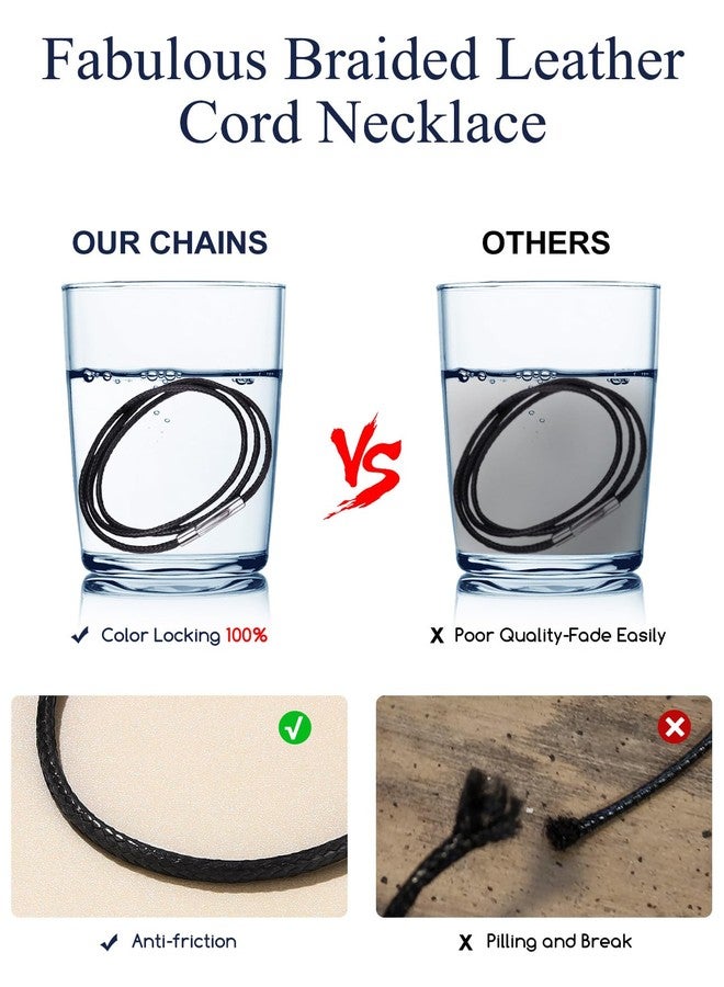 Suplight Waterproof Wax Rope Chain Necklace For Pendant, 2MM Black Leather Cord Necklaces With Strong Clasp Women Mens Leather Necklace Chain For Jewelry Making Bracelet Cord Stylish Unisex Necklaces 26inch - Image 3