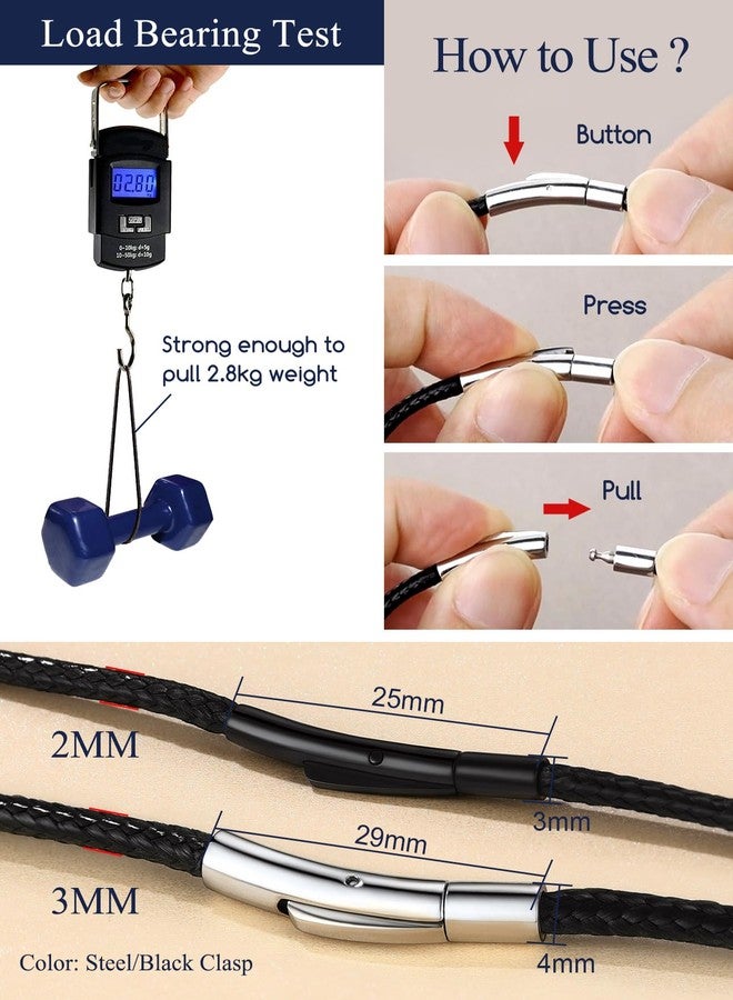 Suplight Waterproof Wax Rope Chain Necklace For Pendant, 2MM Black Leather Cord Necklaces With Strong Clasp Women Mens Leather Necklace Chain For Jewelry Making Bracelet Cord Stylish Unisex Necklaces 26inch - Image 5