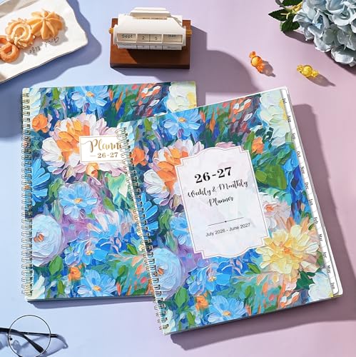 Vondafe Planner 2026-2027 - 2026-2027 Planner Weekly and Monthly, July 2026 - June 2027, 8.5" x 11", Academic Planner 2026-2027 with Marked Tabs, Back Pocket, Perfect Daily Organizer - Floral - Image 2