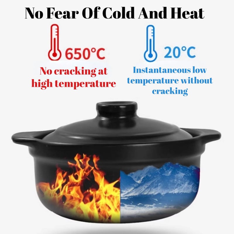 GOVNPJ Korean Stone Pot, Ceramic Sizzling Hot Pot for Bibimbap Korean Stone Bowl with Lid and Trivet 40 oz Clay Pot for Cooking, Korean Cooking Pot, 1200ml, Black, for 1-2 people - Image 5