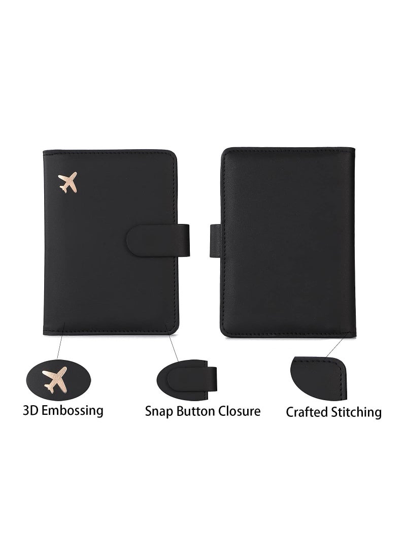Premium PU Leather Passport Holder with RFID Blocking – Waterproof Travel Wallet with Pen Loop and Snap Closure, Fits 15.0 x 9.9 x 1.5 cm Documents and Cards for Men and Women - Image 5