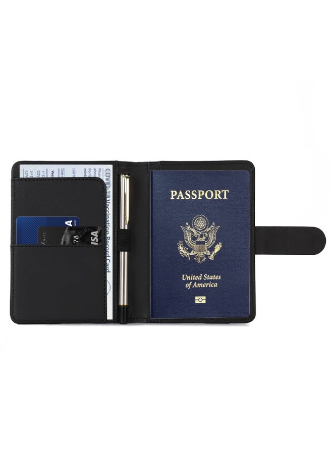 Premium PU Leather Passport Holder with RFID Blocking – Waterproof Travel Wallet with Pen Loop and Snap Closure, Fits 15.0 x 9.9 x 1.5 cm Documents and Cards for Men and Women - Image 3
