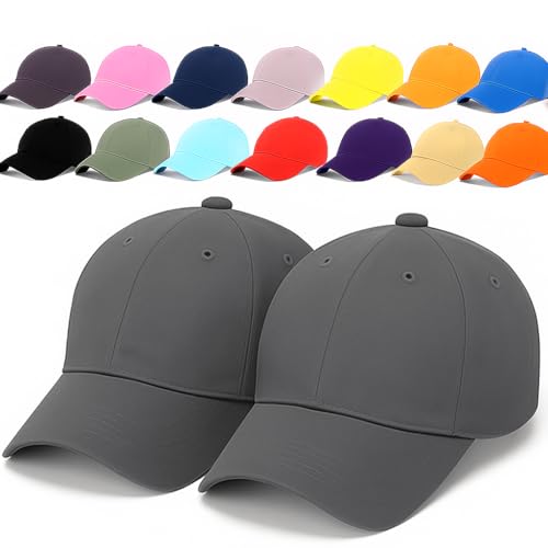 ENCIGER Unisex Adjustable Baseball Cap Pack of 2 - Solid Color, Breathable, Stylish Cotton Caps for Men & Women - Outdoor Sports, Travel, Casual Wear (Grey) - Image 1