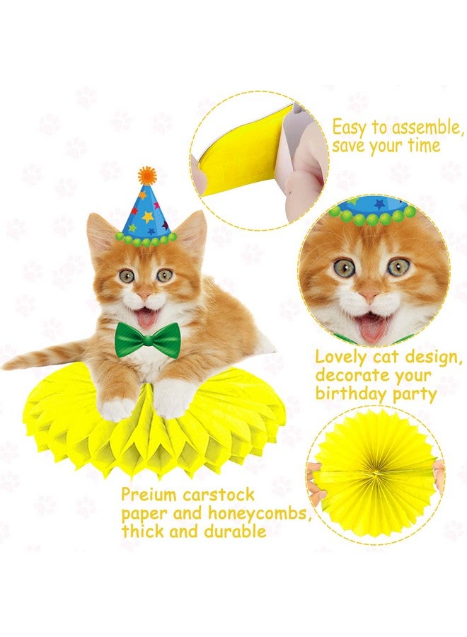 اوموني 11 قطعة من قطع مركزية على شكل خلية نحل على شكل قطة صغيرة، زينة لحفلات أعياد الميلاد بطابع القطط الأليفة، قطع مركزية لحفلات القطط للطاولات، زينة لحفلات أعياد ميلاد القطط الصغيرة للأطفال، لوازم حفلات أعياد الميلاد - Image 3