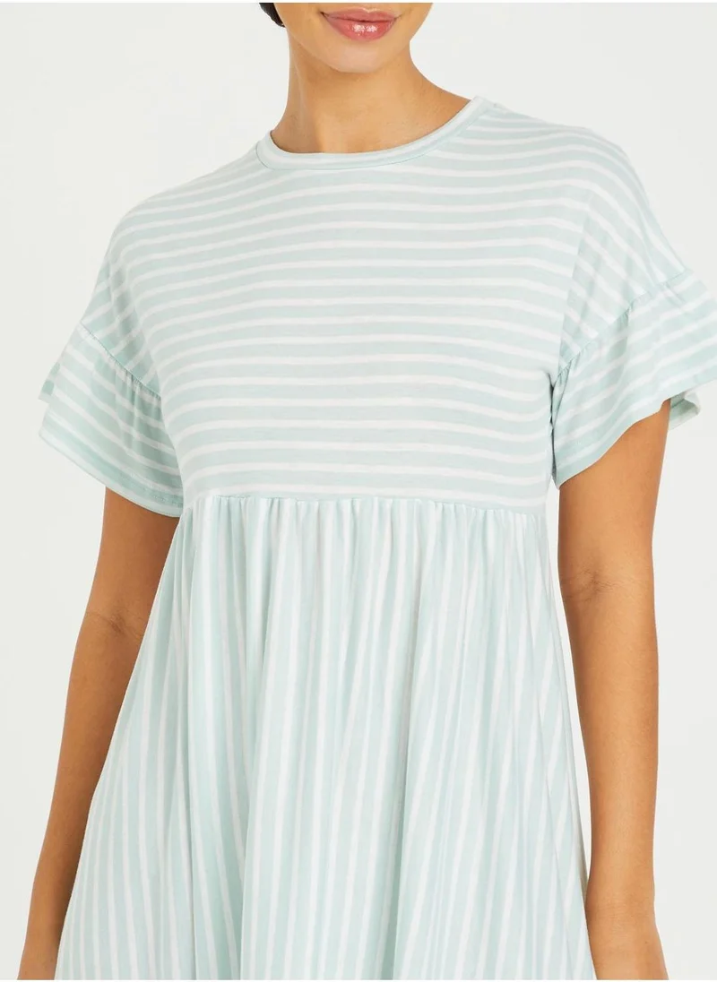Styli Striped Crew Neck Dress