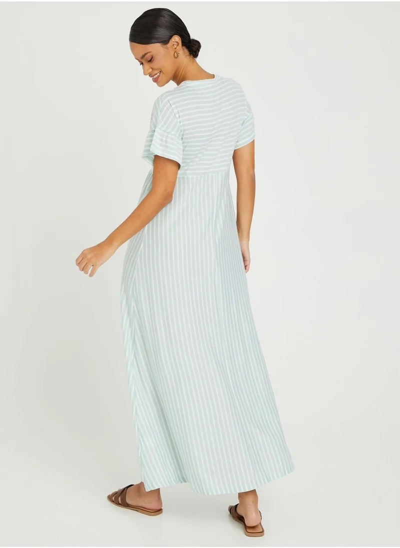 Styli Striped Crew Neck Dress