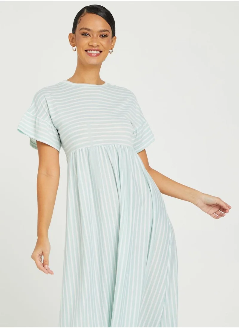 Styli Striped Crew Neck Dress