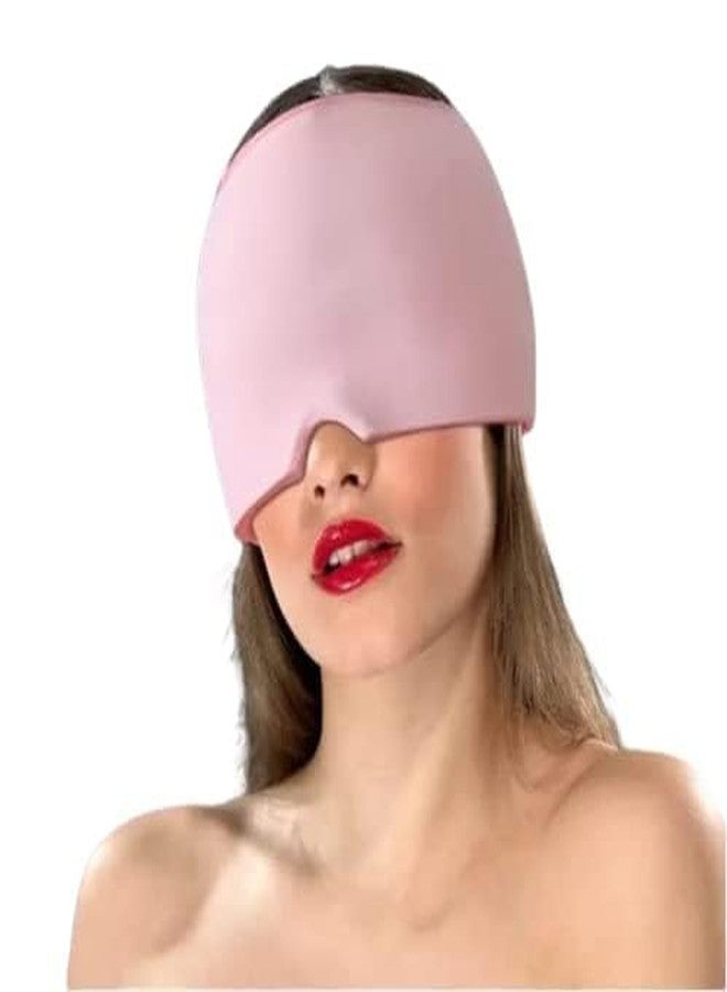 Waexlla Headache Migraine Relief Cap with Reusable Ice Gel Pack for Tension, Puffy Eyes, Sinus and Stress Relief, One Size Fits All, Pink - Image 1