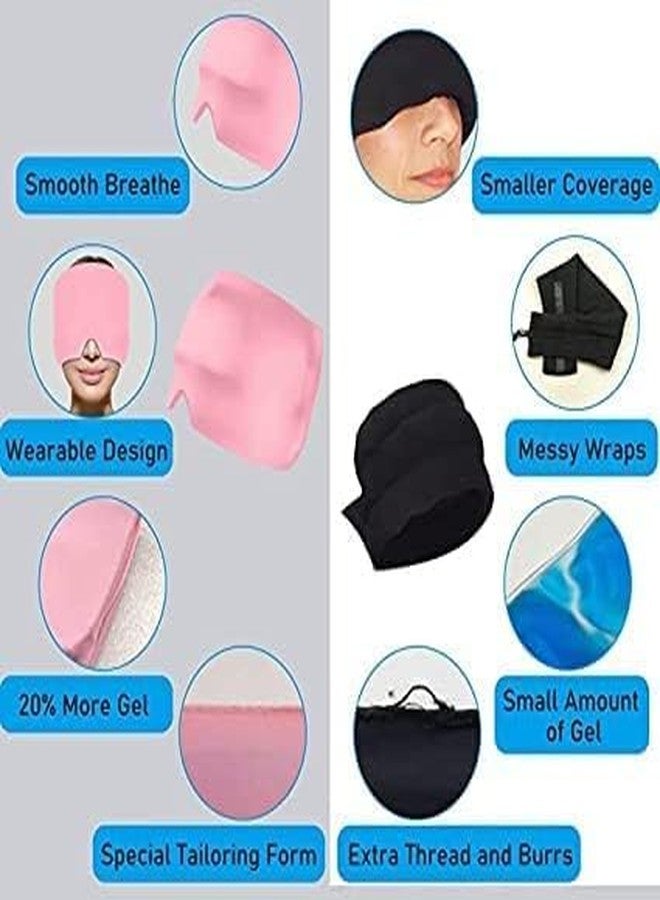 Waexlla Headache Migraine Relief Cap with Reusable Ice Gel Pack for Tension, Puffy Eyes, Sinus and Stress Relief, One Size Fits All, Pink - Image 3