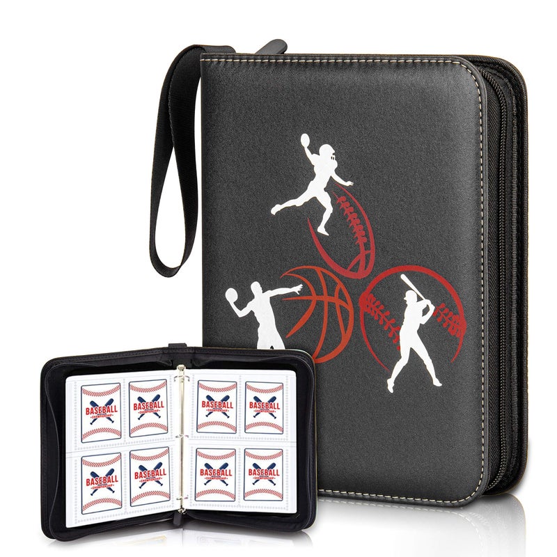 CLOVERCAT CLOVERCAT 4 Pocket Sports Card Binder Parent 4 Pocket 400 Cards Multi Sports Brown