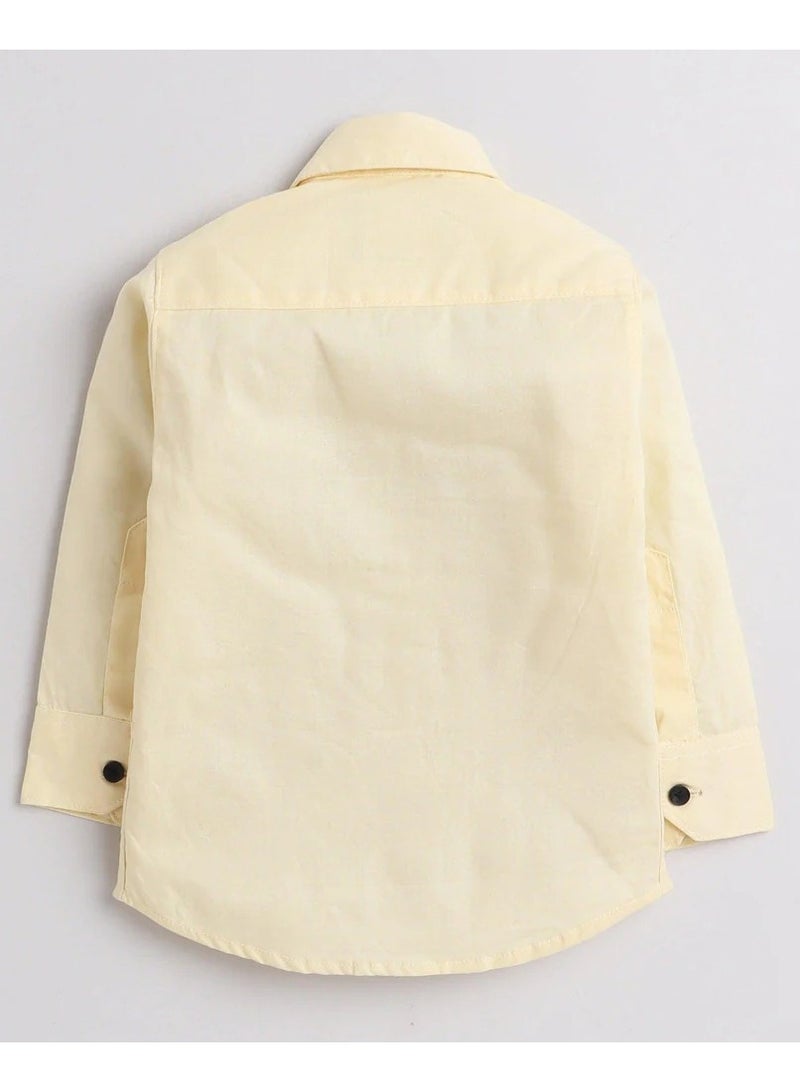 Polka Tots Full Sleeves Shirt Space Journey Embroidery - Yellow - Image 2