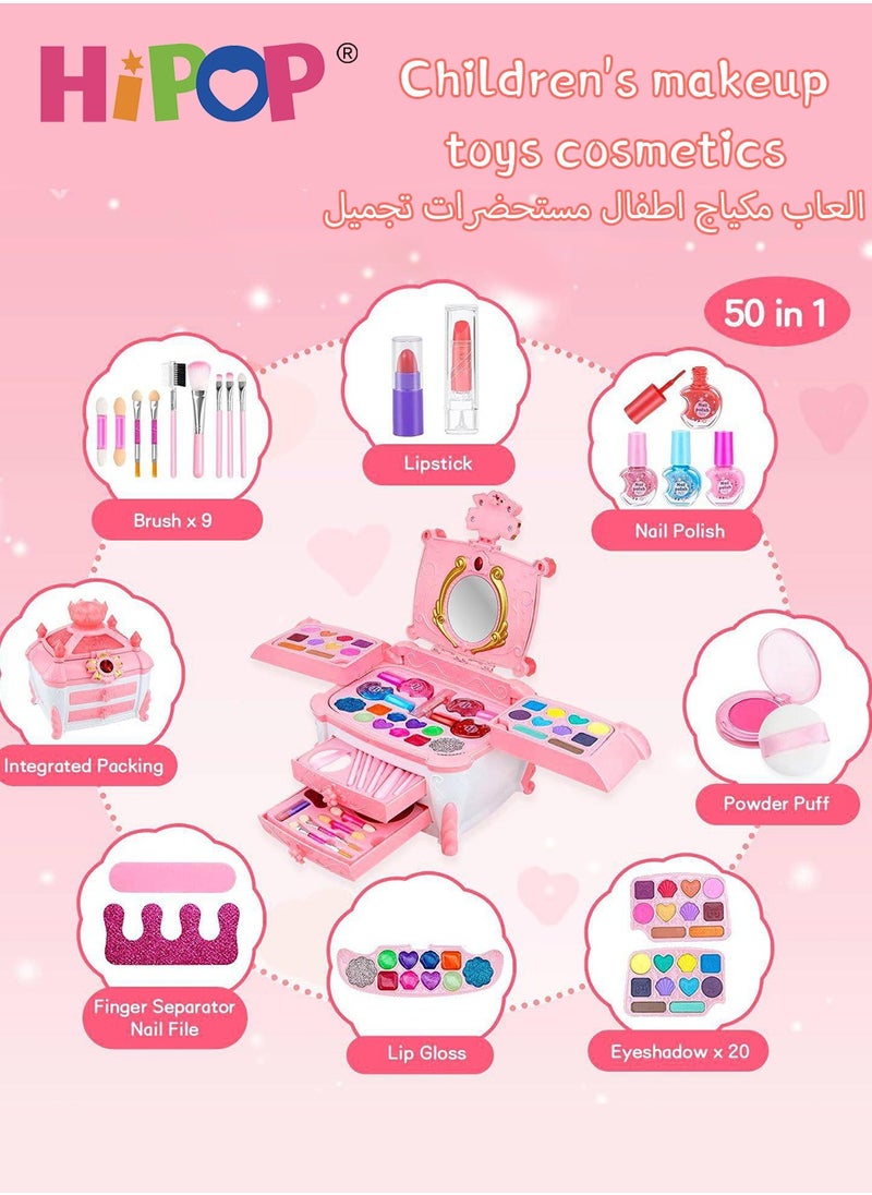 HIPOP Makeup Set for Kids,Portable Cosmetic Toys,Washable and Nontoxic,Girls Pretend Play Toy  - Image 2