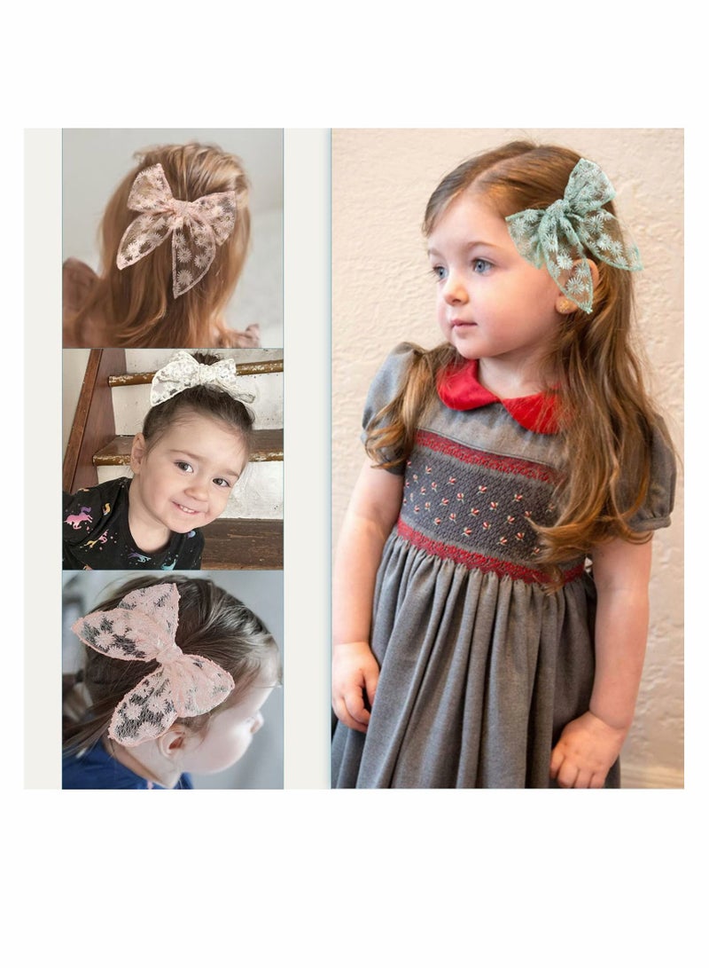 KASTWAVE 7 PCS Large Fable Hair Bows for Girls, Alligator Clips Neutral Handmade Girls Bows Hair Accessories for Little Girls Toddler Kids Teens - Image 4