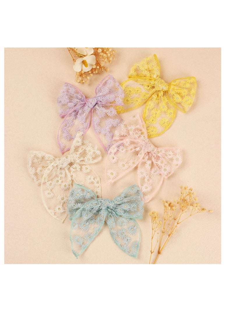 KASTWAVE 7 PCS Large Fable Hair Bows for Girls, Alligator Clips Neutral Handmade Girls Bows Hair Accessories for Little Girls Toddler Kids Teens - Image 5