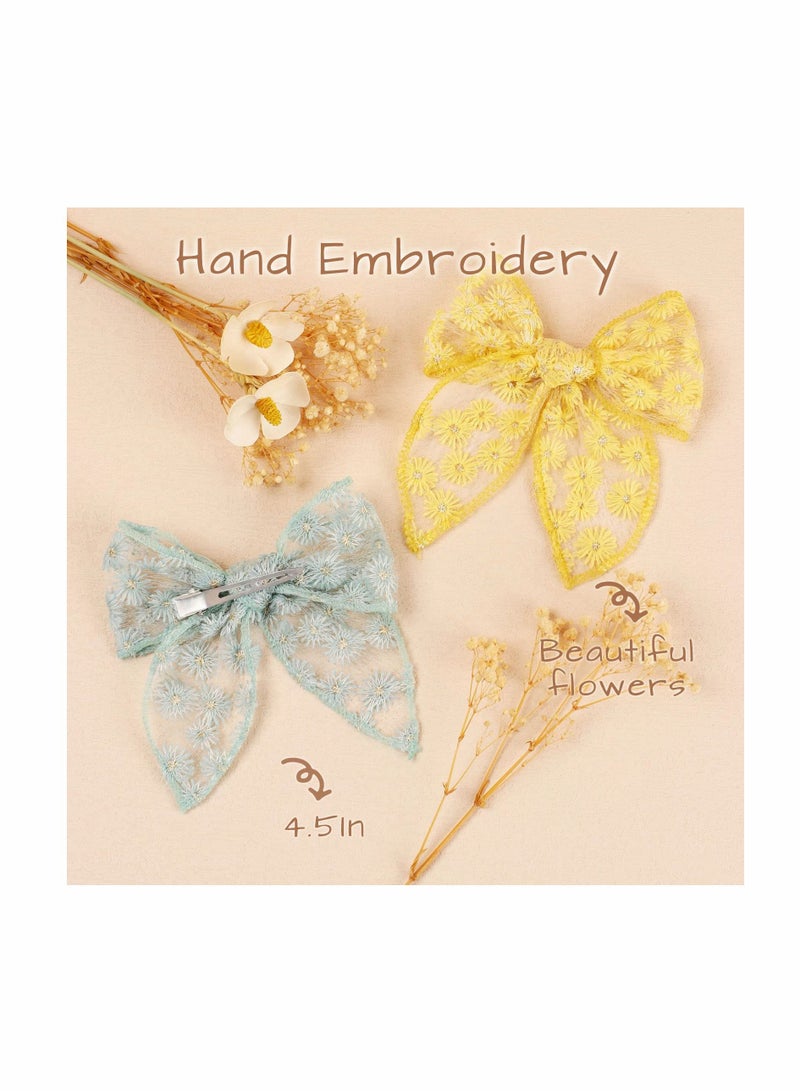 KASTWAVE 7 PCS Large Fable Hair Bows for Girls, Alligator Clips Neutral Handmade Girls Bows Hair Accessories for Little Girls Toddler Kids Teens - Image 2