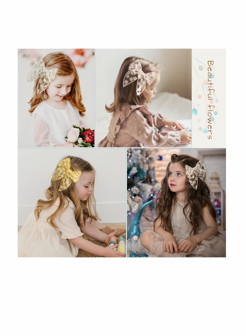 KASTWAVE 7 PCS Large Fable Hair Bows for Girls, Alligator Clips Neutral Handmade Girls Bows Hair Accessories for Little Girls Toddler Kids Teens - Image 3
