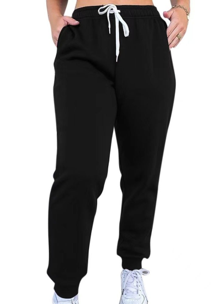 Loquat بنطلون رياضي نسائي جديد بلون سادة سميك كاجوال - Image 2