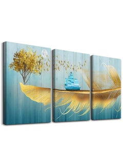 Wall Decor for Bedroom, Canvas Wall Art for Living Room, Modern Pictures, Golden Feather and Yellow Tree Paintings, Posters for Farmhouse, Prints for Office, 3 Pieces Set - pzsku/ZC7CC5032373BD3E93EA3Z/45/_/1730286925/4e177e49-8d1e-40a6-b156-1a037c07e8ba