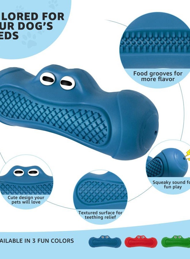 IPTPAS Durable Dog Chew Toy for Aggressive Chewers, Tough Natural Rubber Squeaky Dog Toy with Irresistible Beef Flavor, Dental Care, Teeth Cleaning & Boredom Relief for Medium & Large Dogs (Blue) - Image 5