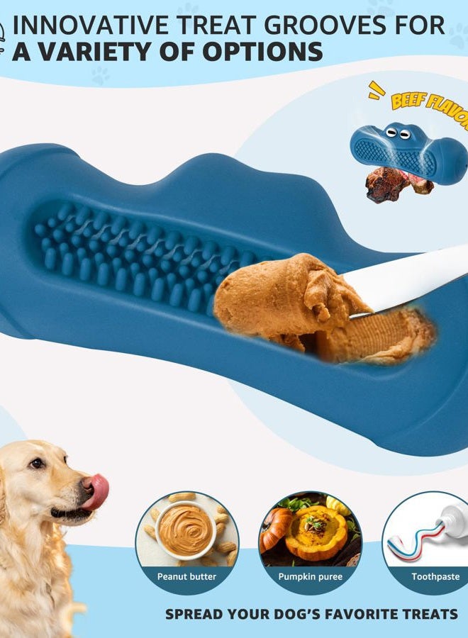 IPTPAS Durable Dog Chew Toy for Aggressive Chewers, Tough Natural Rubber Squeaky Dog Toy with Irresistible Beef Flavor, Dental Care, Teeth Cleaning & Boredom Relief for Medium & Large Dogs (Blue) - Image 4
