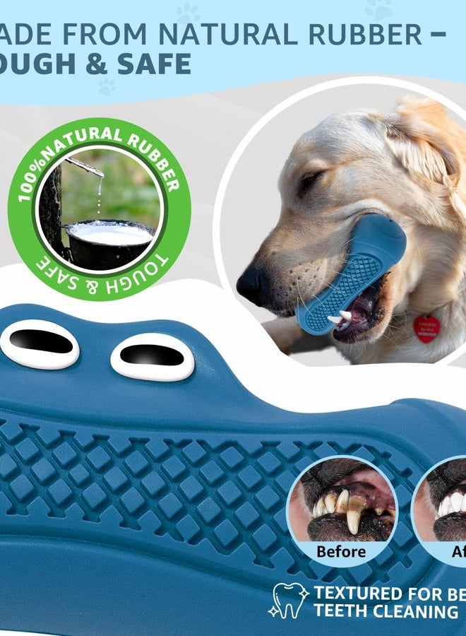 IPTPAS Durable Dog Chew Toy for Aggressive Chewers, Tough Natural Rubber Squeaky Dog Toy with Irresistible Beef Flavor, Dental Care, Teeth Cleaning & Boredom Relief for Medium & Large Dogs (Blue) - Image 3