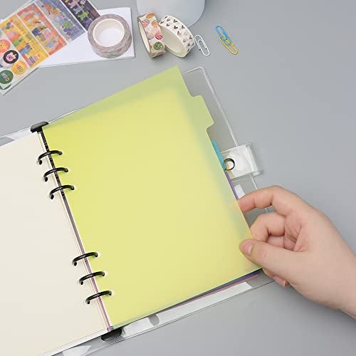 Mogoostry 2 Pack A5 Binder Dividers 6 Tabs Bright Color Plastic Binder Index Tabs Planner Divider for Round Ring Binder Sheet Protector (Transparent, 12 Dividers) - Image 5