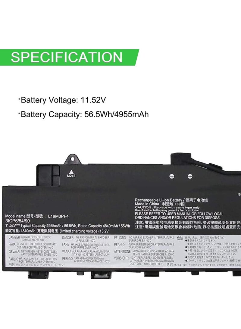 Terabyte L19M3PF4 L19M3PF3 11.52V 56.5Wh Compatible Battery Replacement for Lenovo ideapad 5-14IIL05 81YH 5-14ARE05 81YM Series 5B10W86936 SB10W86953 L19L3PF7 5B10 0W869 43 5B10W86939 L19C3PF3 - Image 2