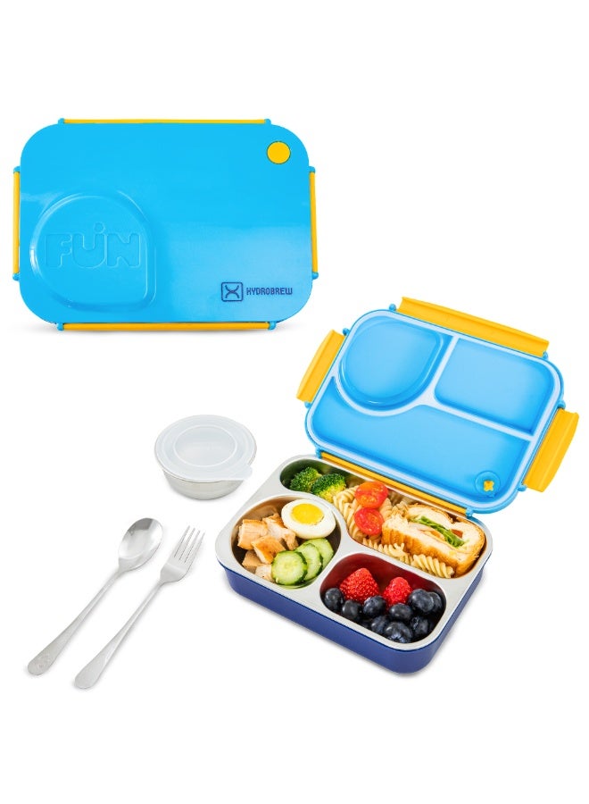 Hydrobrew Personalized Steel Core Lunch Box 750ml + 150ml Food Jar w/ cutlery, Stainless Steel, Leakproof - OCEAN NAVY - Image 2