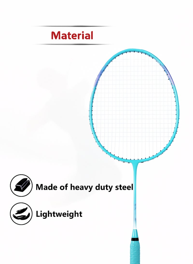 MG 2 Pieces High Carbon Alloy Badminton Set, lightweight Ultra Shaft Badminton Racket, Including Badminton Bag-Blue/White - Image 3
