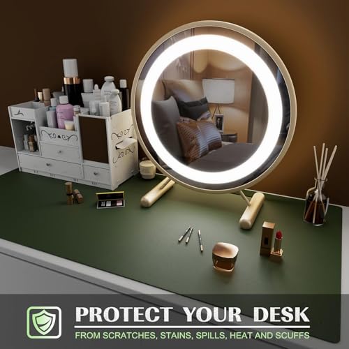 AROPANA Vegan Leather Desk Mat | Large Reversible Mouse Pad & Computer Table Protector | Dual-Side Waterproof Extended Laptop Pad with Edge-Stitched Design (120x60CM, Deep Green & Grey) - Image 4