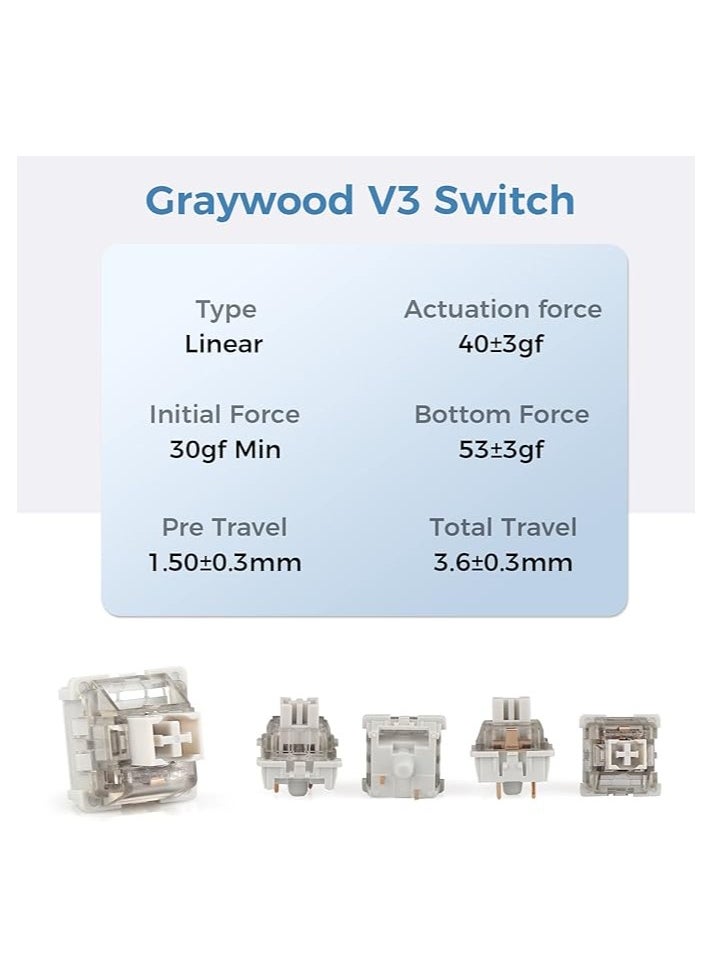 erorex - LEOBOG Graywood V3 Switch Set, Linear, 40g, 3 Pins, 100 Pieces for Customizing Keyboards - Image 1
