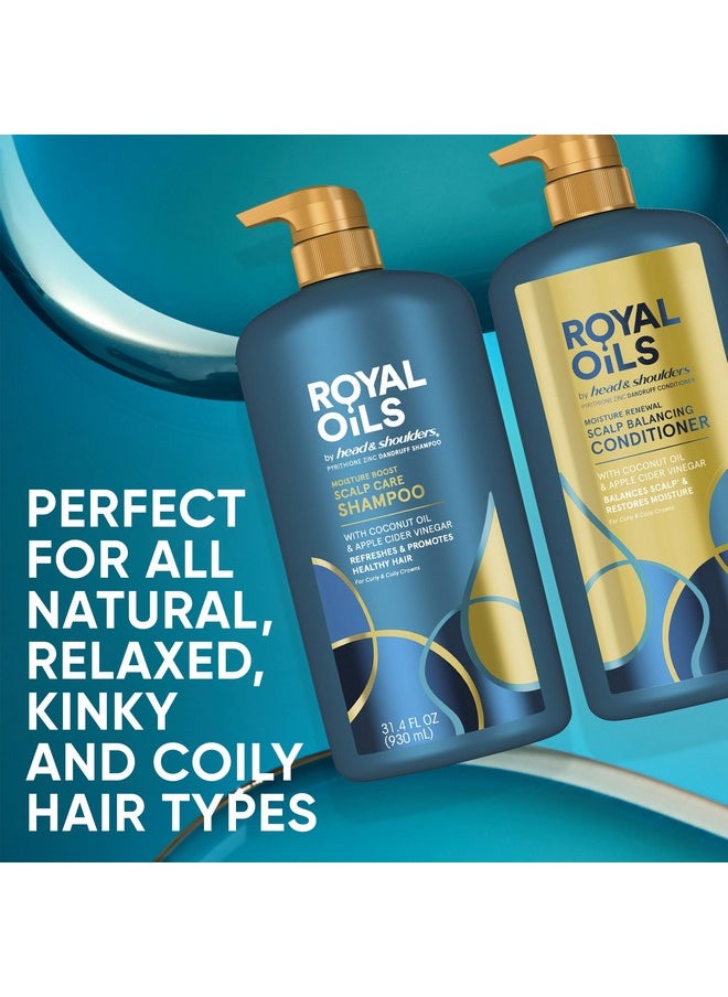 Head & Shoulders Head & Shoulders Royal Oils Dandruff Shampoo and Conditioner Set, Coconut Oil & Apple Cider Vinegar, Moisture Renewal, Scalp Relief, Curly & Coily Hair, Anti Dandruff, 31.4 Fl Oz Each, 2 Pack  - Image 3