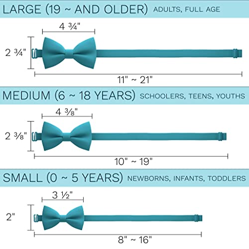 Bow Tie House Men's Classic Pre-Tied Bow Tie Formal Solid Tuxedo (Large, Avalon Teal) - Image 4