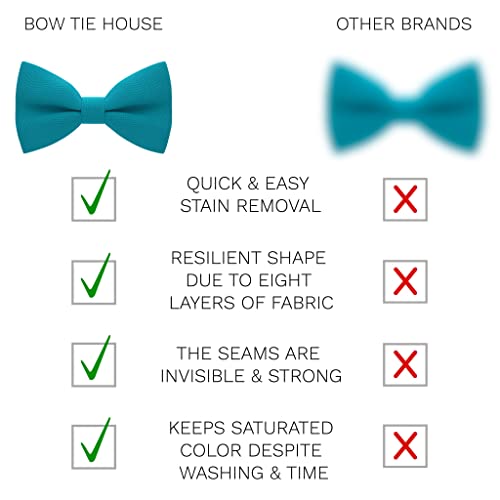 Bow Tie House Men's Classic Pre-Tied Bow Tie Formal Solid Tuxedo (Large, Avalon Teal) - Image 3