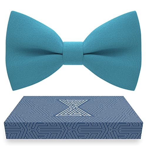 Bow Tie House Men's Classic Pre-Tied Bow Tie Formal Solid Tuxedo (Large, Avalon Teal) - Image 1