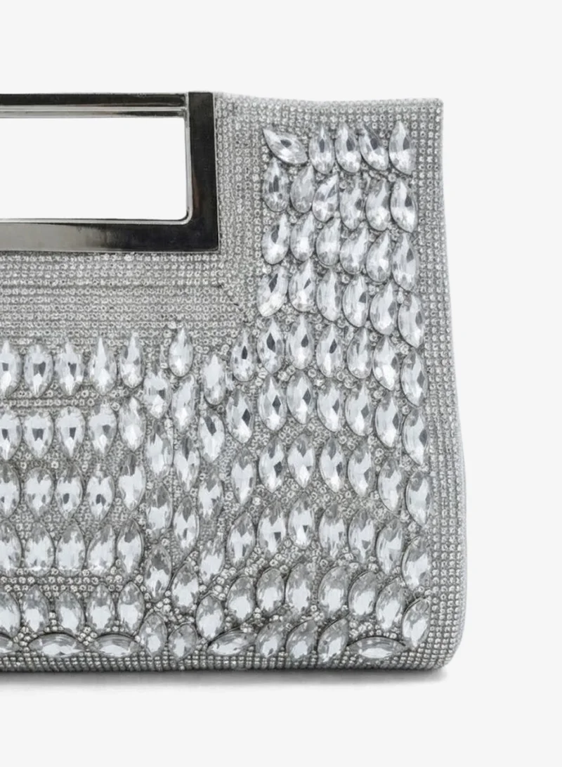 Viny Viny Women's Jewelled Evening Clutch – Embellished Bag with Metal Cut-Out Handle