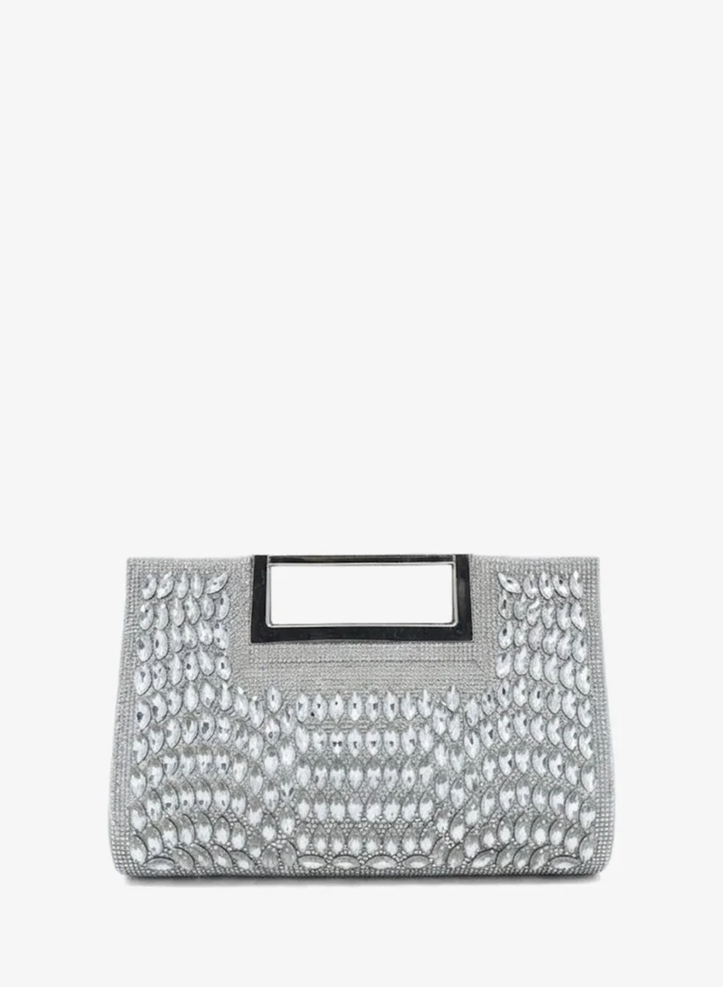 Viny Viny Women's Jewelled Evening Clutch – Embellished Bag with Metal Cut-Out Handle