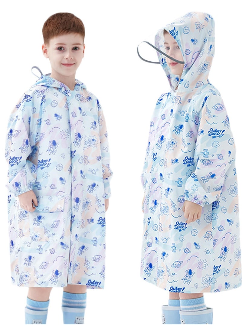 SOLARAE معطف مطر للأطفال مقاوم للماء، بونشو مطر محمول من EVA، لملابس المطر للأطفال، سترة مطر، قابلة لإعادة الاستخدام، للأطفال، للأنشطة الخارجية مثل التسلق وركوب الدراجات والمشي والتخييم، حجم L - Image 1