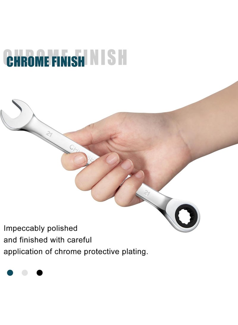 SORAKO Ratchet Spanner 21 mm, Combination Spanner Fixed Head Ratchet Spanner Combination Wrench - Image 2