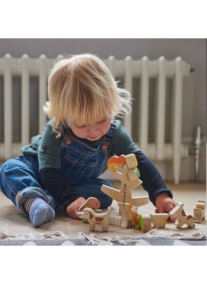 Tender Leaf Toys Stacking Garden Friends 14 Piece Wooden Stacking And Balancing Toy & Educational Game With Free Travel Bag Stem Toy Early Learning Develops Strategic Thinking & Fine Motor Skills Kids 18+ Months  - Image 5