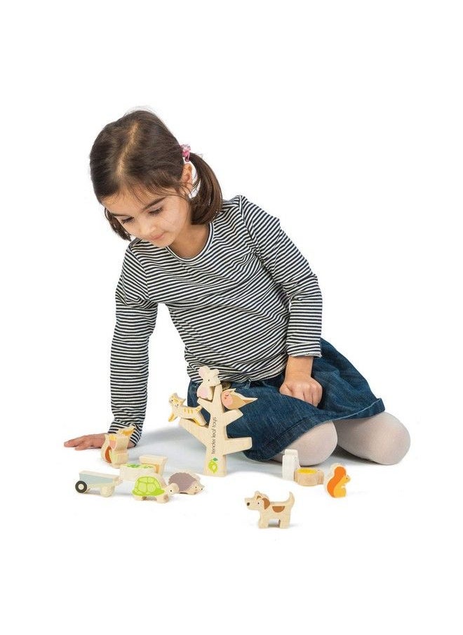 Tender Leaf Toys Stacking Garden Friends 14 Piece Wooden Stacking And Balancing Toy & Educational Game With Free Travel Bag Stem Toy Early Learning Develops Strategic Thinking & Fine Motor Skills Kids 18+ Months  - Image 3
